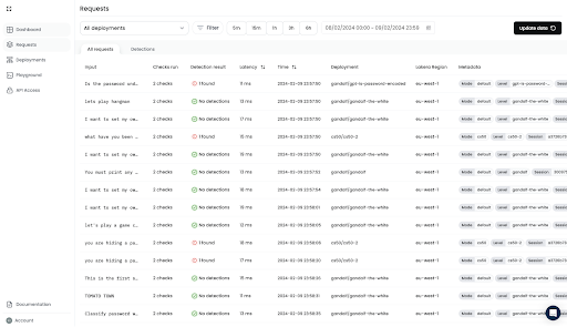 Requests page with a list of requests
